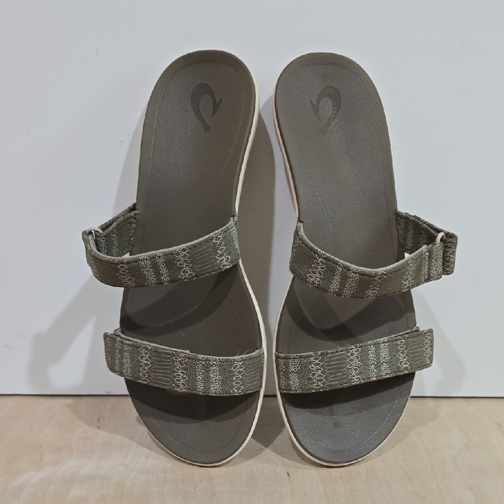🌿 OluKai Women's Olive Dual-Strap Slide Sandals